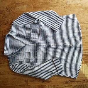 (L) Talbots Classic Striped Natural Sailor Business Casual Collared Cottagecore